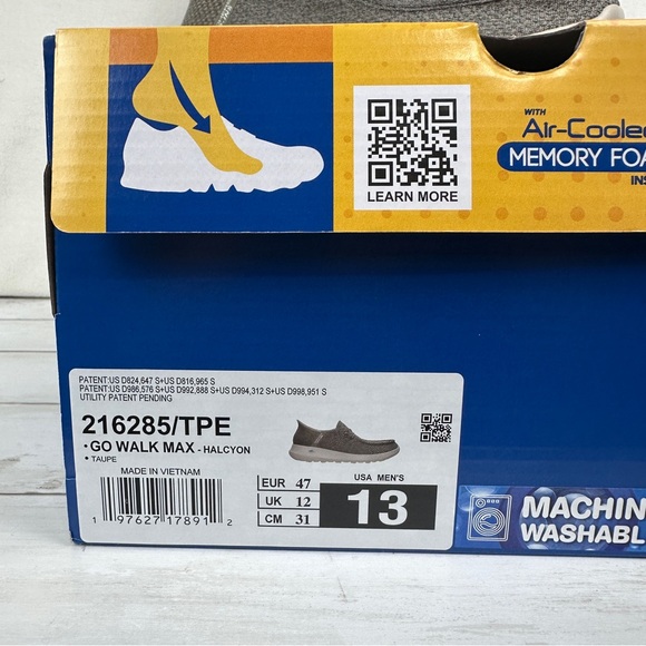 Men’s Skechers Go Walk Max Size 13 Hands Free Slip In Memory Foam Taupe New Box - Picture 4 of 12